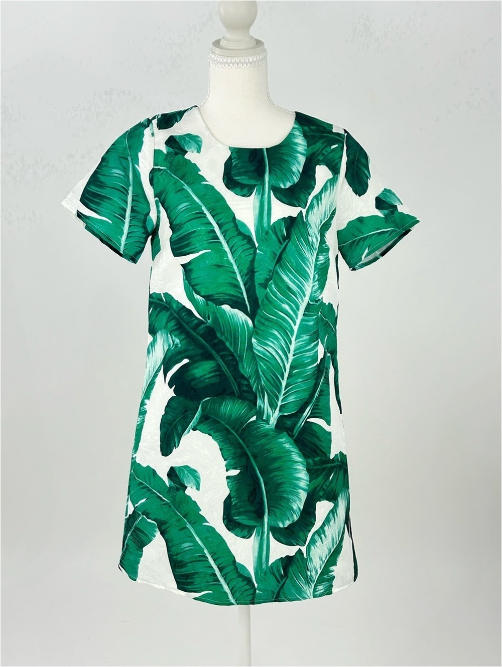 Vestique Tropical Banana Leaf Shift Dress Small Resort Coastal Vacation